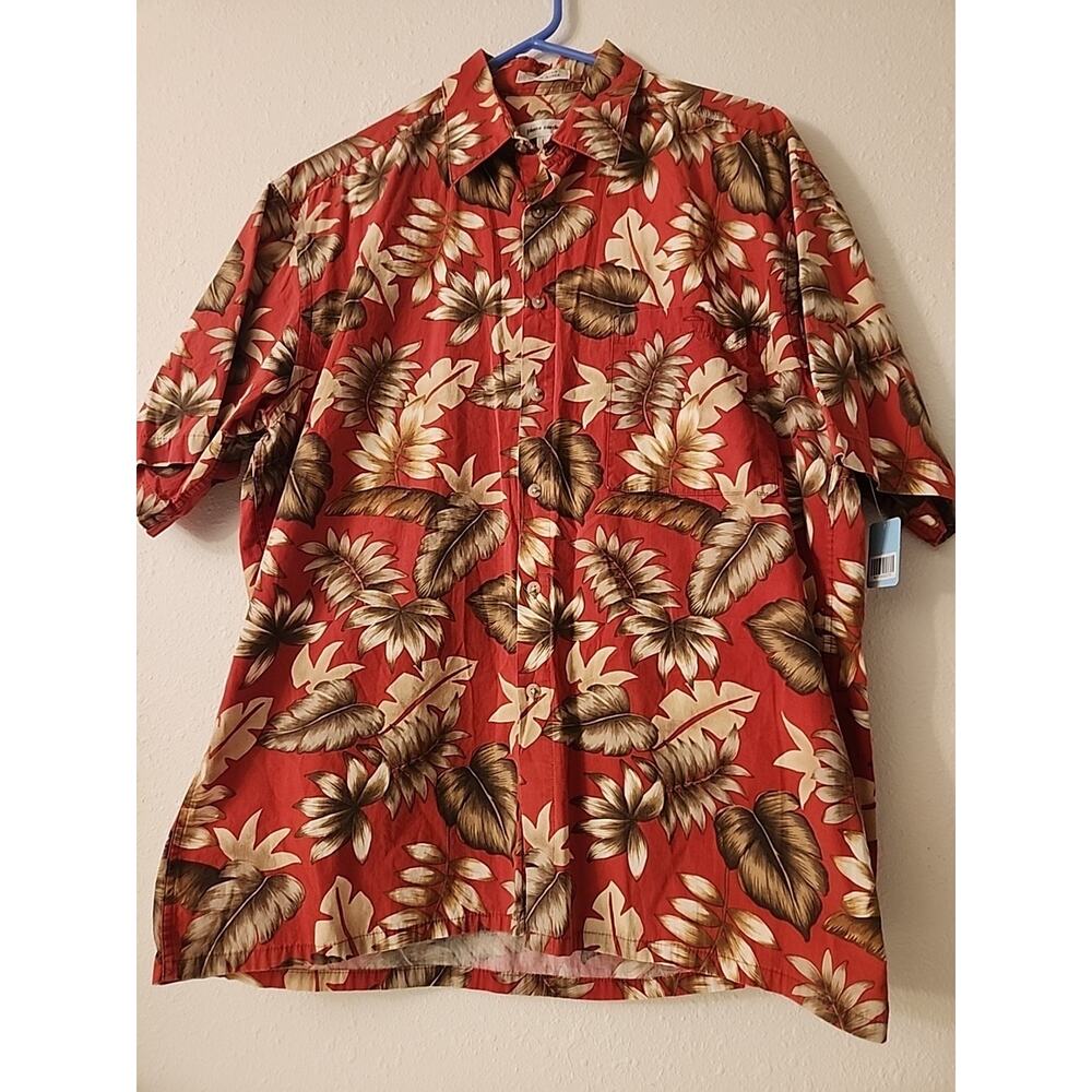 pierre cardin Men's Shirt L Hawaiian Martinis Cocktails Camp Luau Country Club